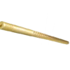 A gold colored metal tube with white lines coming out of it.