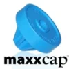 A blue cap sitting on top of a table.